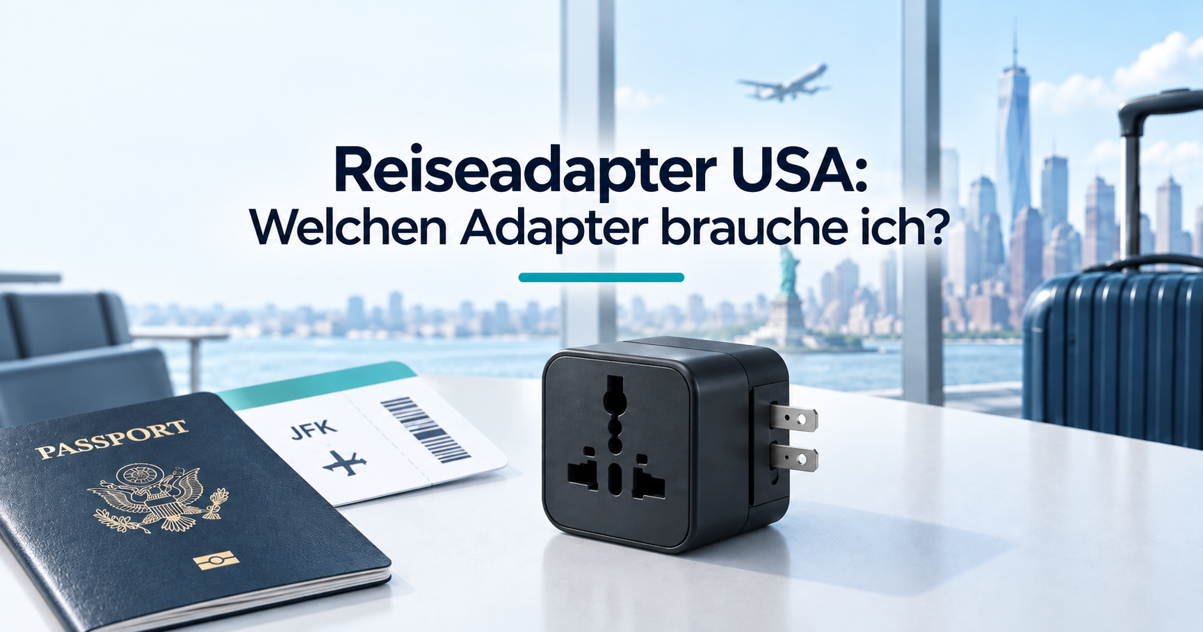 Reiseadapter USA vor New-York-Kulisse